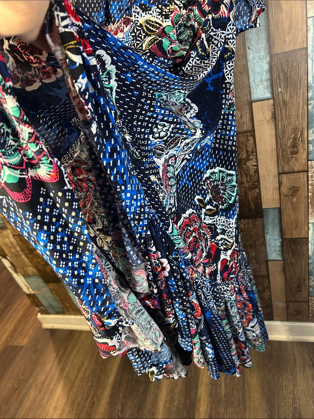Rafaella Navy Floral & Multicolor Print Midi Dress - Picture 12 of 16